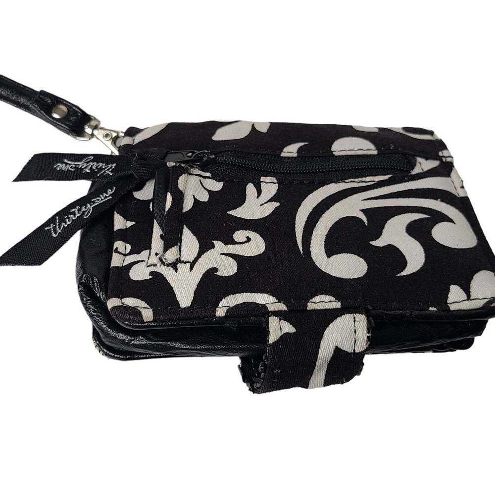 Vera Bradley "Night and Day" Black &‎ White Quilted Snap Coin Purse/Mini Wallett - Picture 2 of 8
